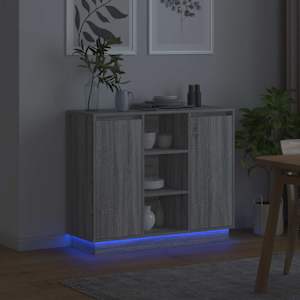 LED komoda Šedá Sonoma 90 x 32 x 75 cm kompozitní dřevo - obrázek 6