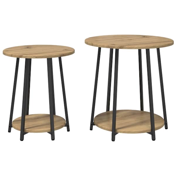 vidaXL Abilaudade komplekt 2 tk Artisani tamme ja must 50 x 50 x 51 cm