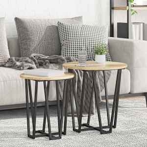 Komplet stranskih mizic 2 pcs Sonoma hrast in črna