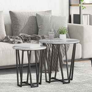 Komplet stranskih mizic 2 pcs Siva Sonoma in črna