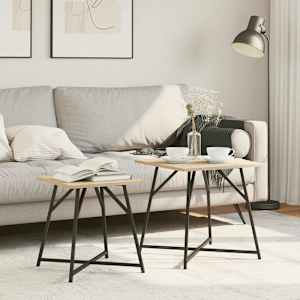 Komplet stranskih mizic 2 pcs Sonoma hrast in črna