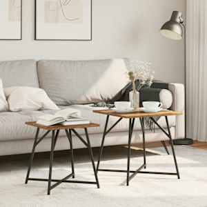 Komplet stranskih mizic 2 pcs Staro les in črna