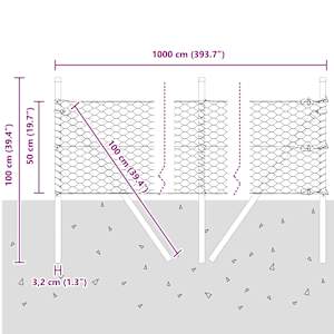 Hexagonální kotvení plotu 10 x 0,5 m Ocel potažená PVC Zelená - obrázek 13
