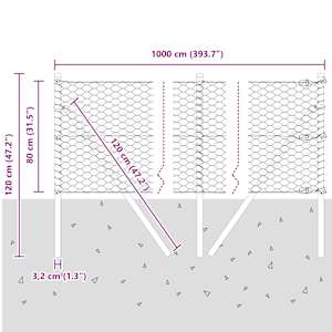 Hexagonální kotvení plotu 10 x 0,8 m Ocel potažená PVC Zelená - obrázek 13