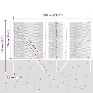 Hexagonální kotvení plotu 10 x 1 m Ocel potažená PVC Zelená - obrázek 13