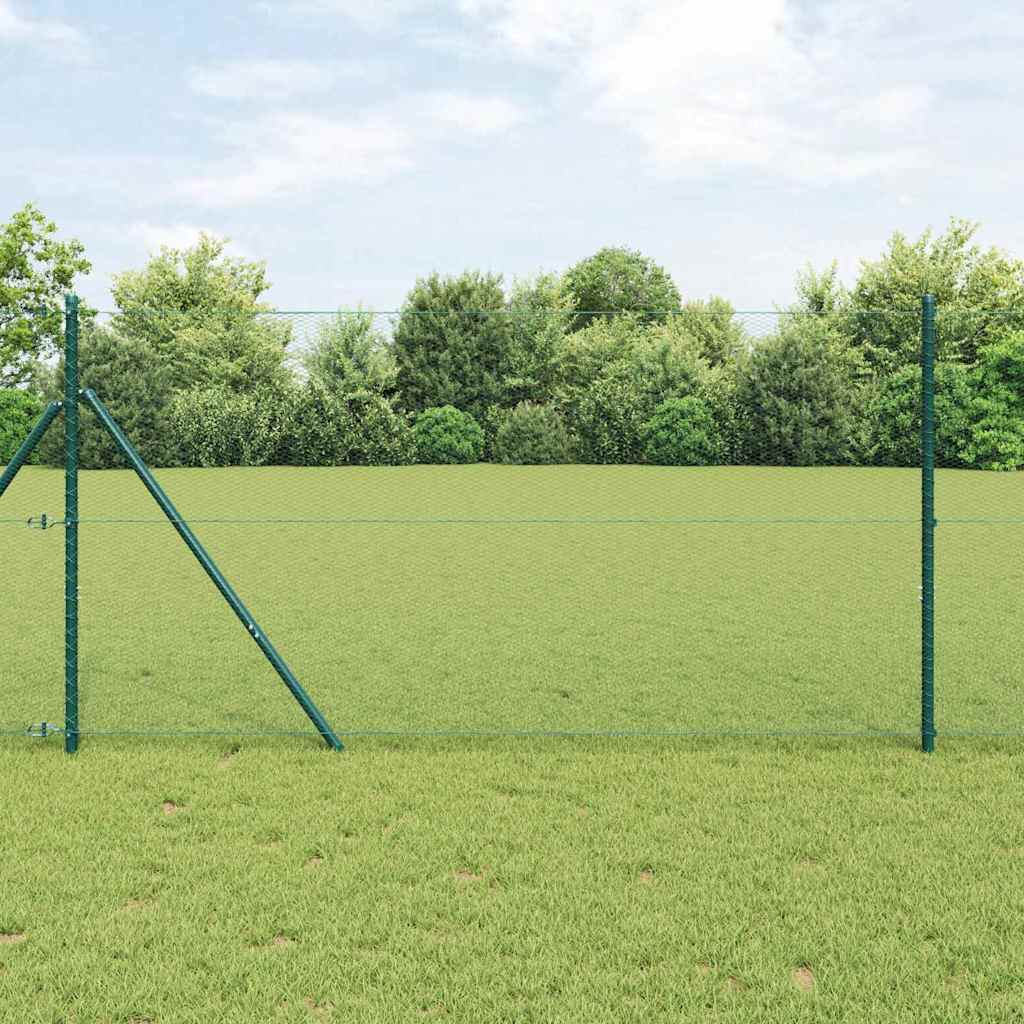 Hexagon Hejn Grøn 1.2x10 m Stål, vidaXL Hejnsøjler 7 stk Grøn Ø32 mm 170 cm Galvaniseret Stål