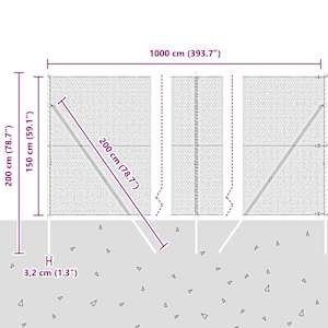 Hexagonální kotvení plotu 10 x 1,5 m Ocel potažená PVC Zelená - obrázek 13