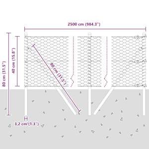 Hexagonální kotvení plotu 25 x 0,4 m Ocel potažená PVC Zelená - obrázek 13