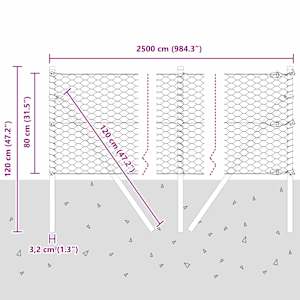 Hexagonální kotvení plotu 25 x 0,8 m Ocel potažená PVC Zelená - obrázek 13