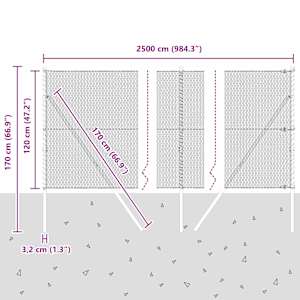 Hexagonální kotvení plotu 25 x 1,2 m Ocel potažená PVC Zelená - obrázek 13