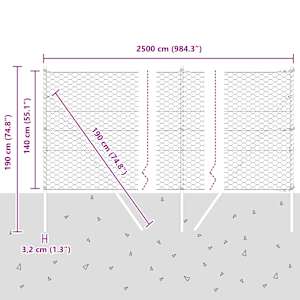 Hexagonální kotvení plotu 25 x 1,4 m Ocel potažená PVC Zelená - obrázek 13