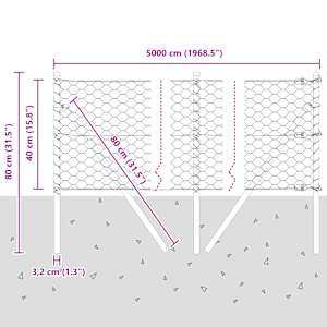 Hexagonální kotvení plotu 50 x 0,4 m Ocel potažená PVC Zelená - obrázek 13