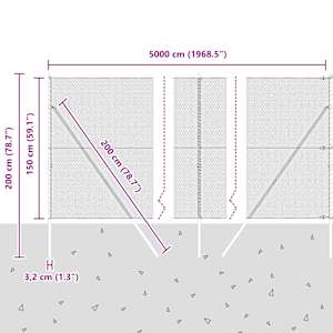 Hexagonální kotvení plotu 50 x 1,5 m Ocel potažená PVC Zelená - obrázek 13