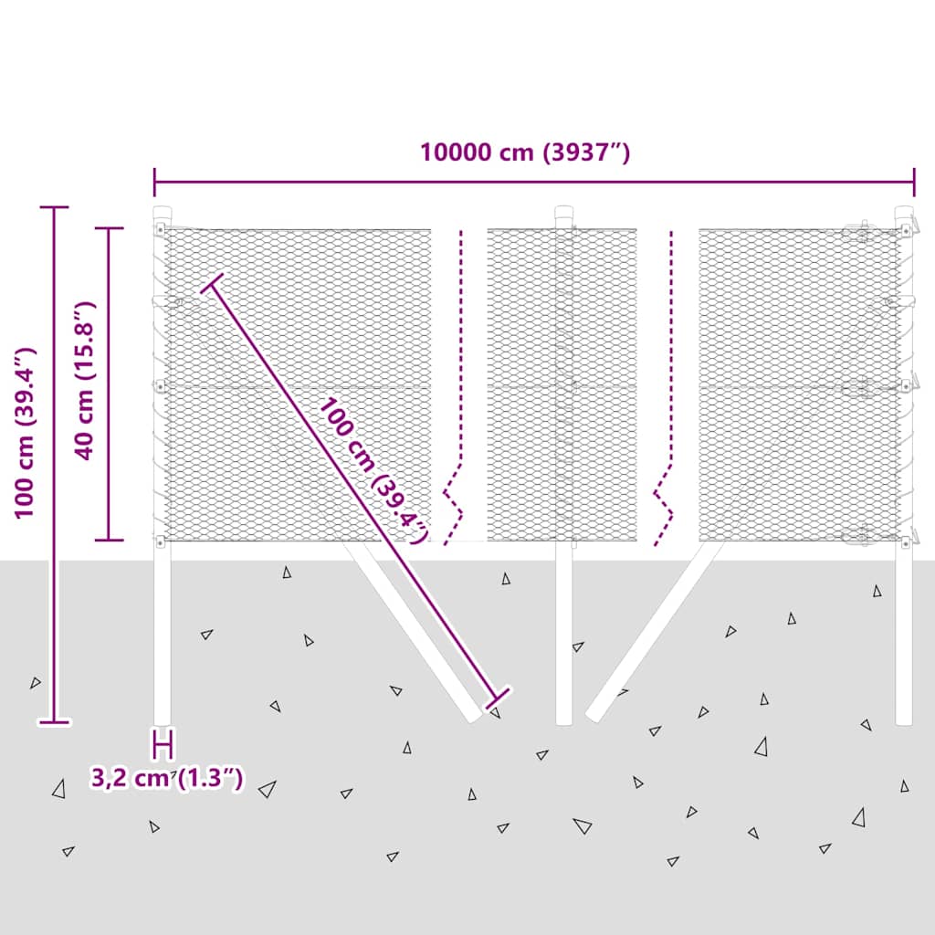Steber ograje. Zelena 100 x 0,4 m (13 mm mreža) Jeklo in PVC - slika 13