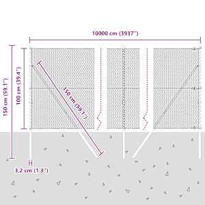 Hexagonální kotvení plotu 100 x 1 m Ocel potažená PVC Zelená - obrázek 13