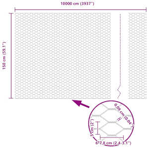 Hexagonální kotvení plotu 100 x 1,5 m Ocel potažená PVC Zelená - obrázek 14