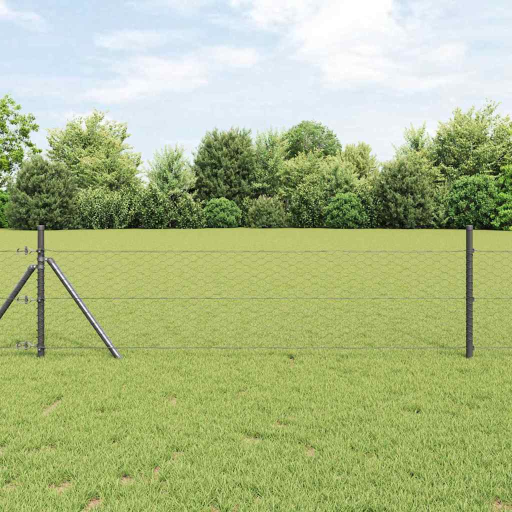 Hexagon hegn Grå 0.5x10 m Stål, vidaXL Hegnstænger 7 stk Grå Ø32 mm 100 cm Galvaniseret stål