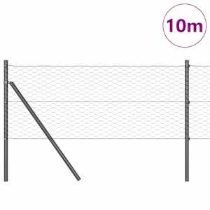 Hexagonální kotvení plotu 10 x 0,6 m Ocel potažená PVC Šedá - obrázek 3