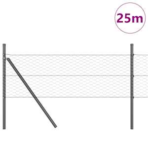 Hexagonální kotvení plotu 25 x 0,5 m Ocel potažená PVC Šedá - obrázek 3