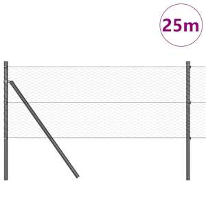 Hexagonální kotvení plotu 25 x 0,6 m Ocel potažená PVC Šedá - obrázek 3