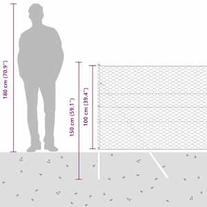 Hexagonální kotvení plotu 25 x 1 m Ocel potažená PVC Šedá - obrázek 15