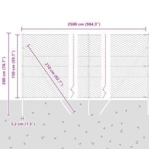 Hexagonální kotvení plotu 25 x 1,5 m Ocel potažená PVC Šedá - obrázek 13