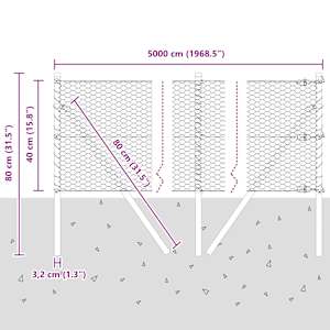Hexagonální kotvení plotu 50 x 0,4 m Ocel potažená PVC Šedá - obrázek 13