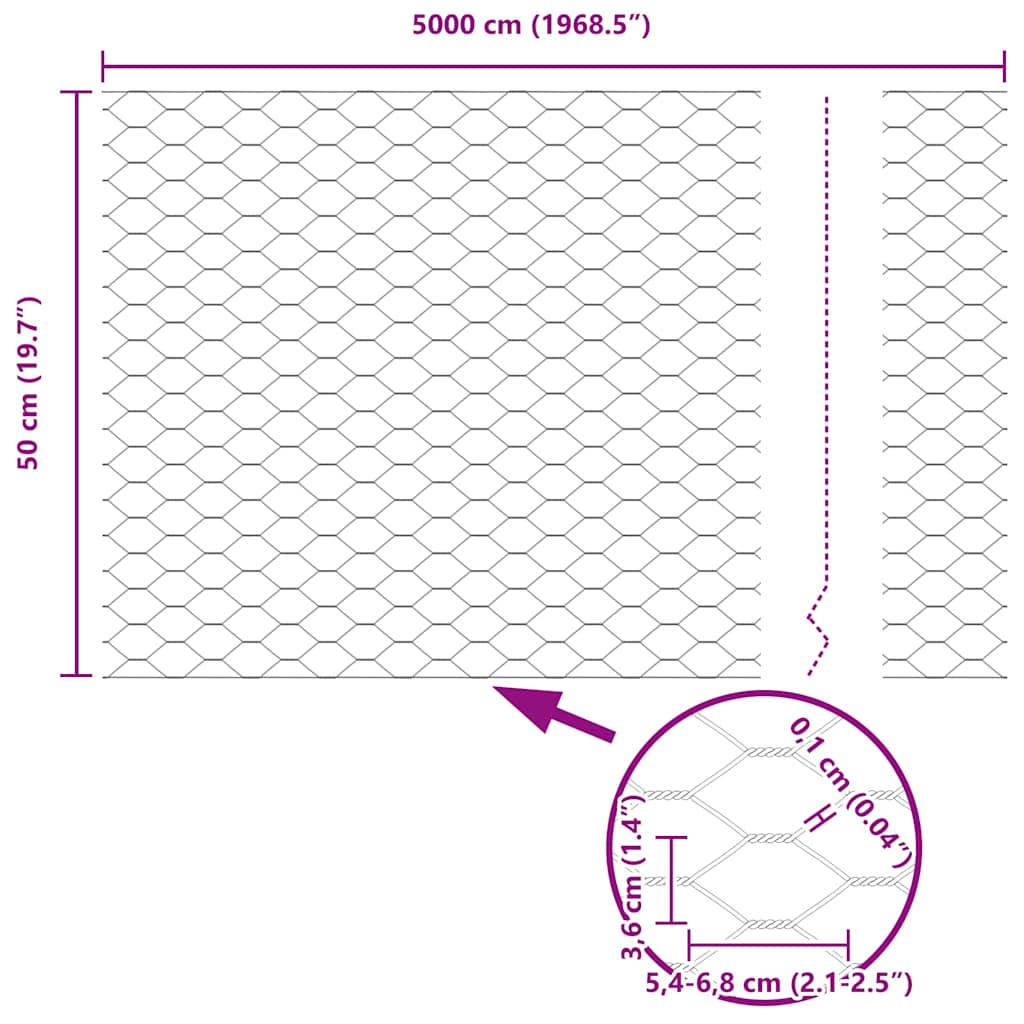 Plotový sloupek. Šedá 50 x 0,5 m (síť 36 mm) Ocel a PVC - obrázek 14