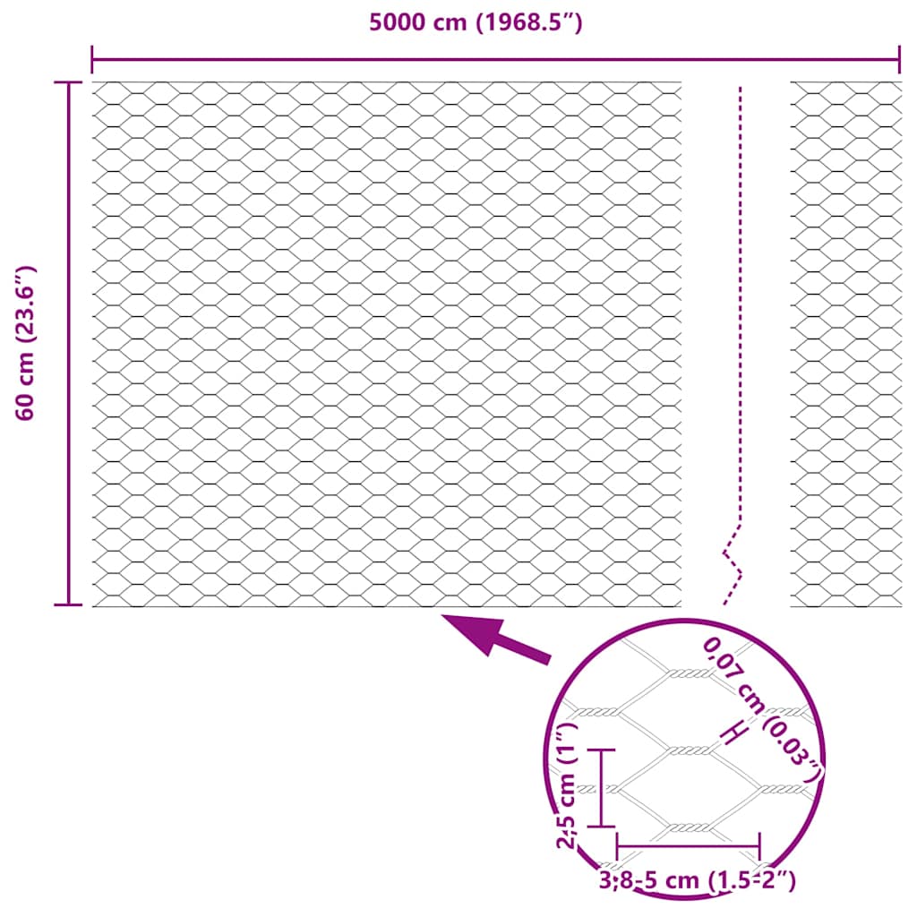 Plotový sloupek. Šedá 50 x 0,6 m (25 mm síť) Ocel a PVC - obrázek 14