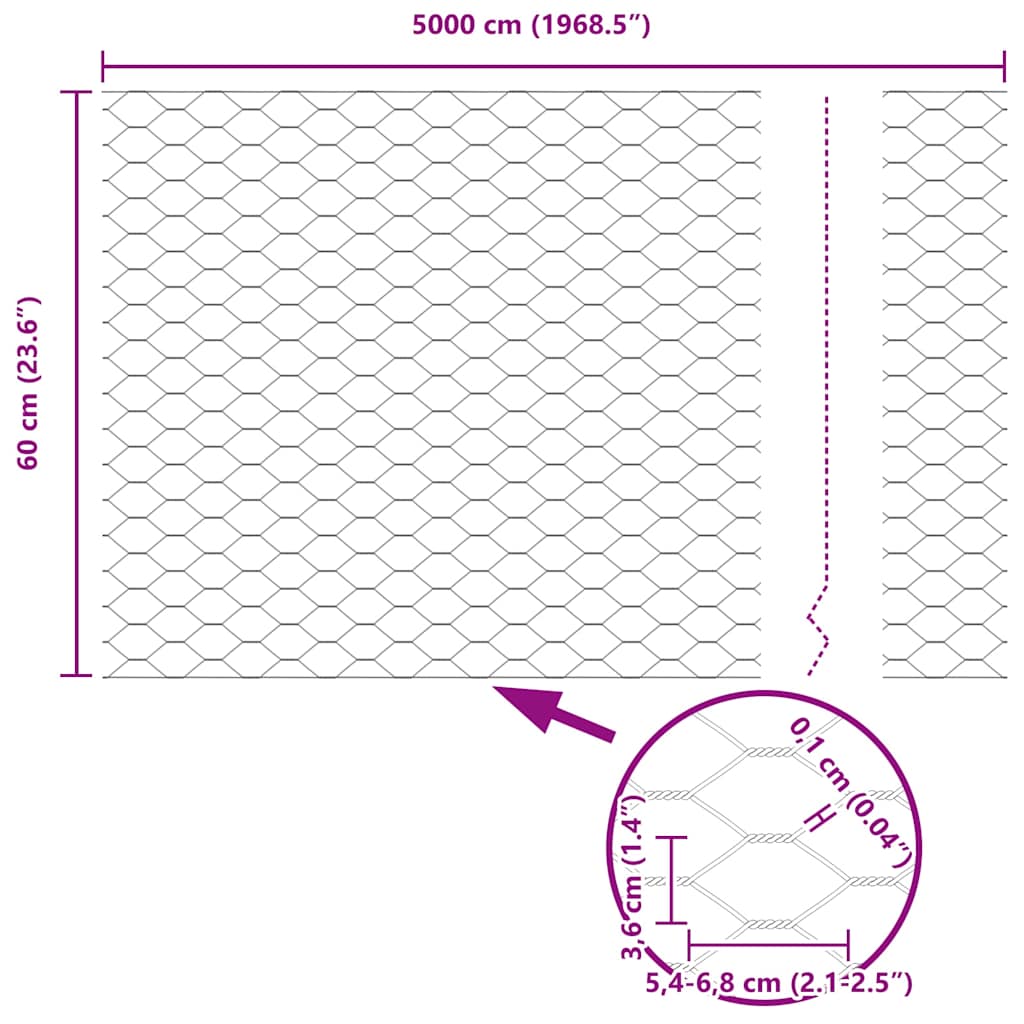 Plotový sloupek. Šedá 50 x 0,6 m (36 mm síť) Ocel a PVC - obrázek 14