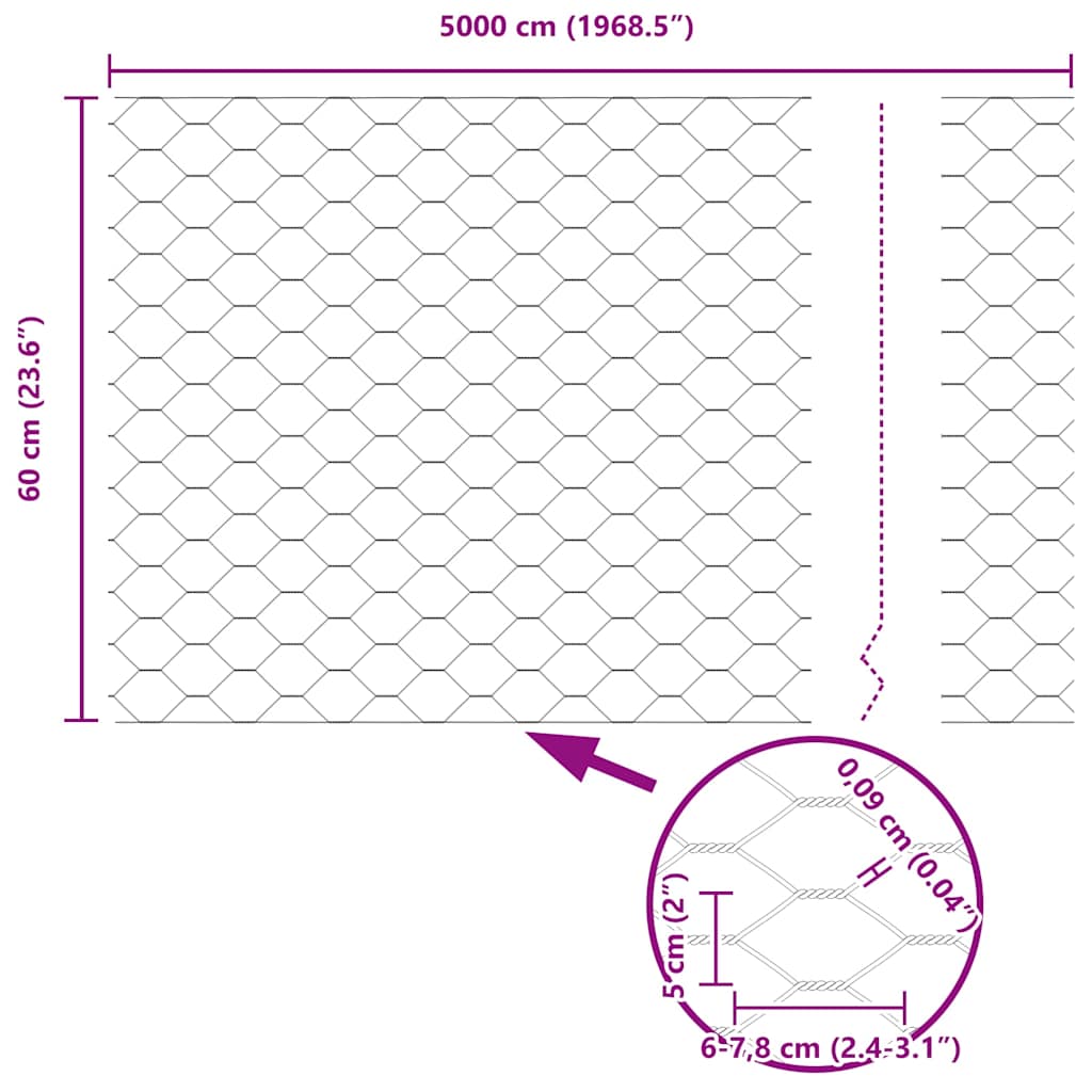 Plotový sloupek. Šedá 50 x 0,6 m (50 mm síť) Ocel a PVC - obrázek 14