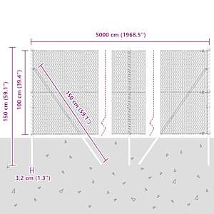 Hexagonální kotvení plotu 50 x 1 m Ocel potažená PVC Šedá - obrázek 13