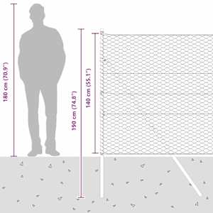 Hexagonální kotvení plotu 100 x 1,4 m Ocel potažená PVC Šedá - obrázek 15