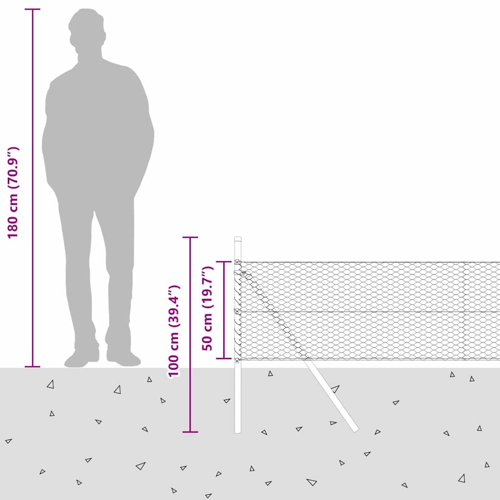 Plotový sloupek. Stříbrná 10 x 0,5 m (25 mm síť) Ocel - obrázek 15