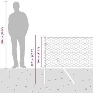 Plotový sloupek. Stříbrná 25 x 0,8 m (50 mm síť) Ocel - obrázek 15