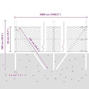 Plotový sloupek. Stříbrná 50 x 0,5 m (síť 36 mm) Ocel - obrázek 13