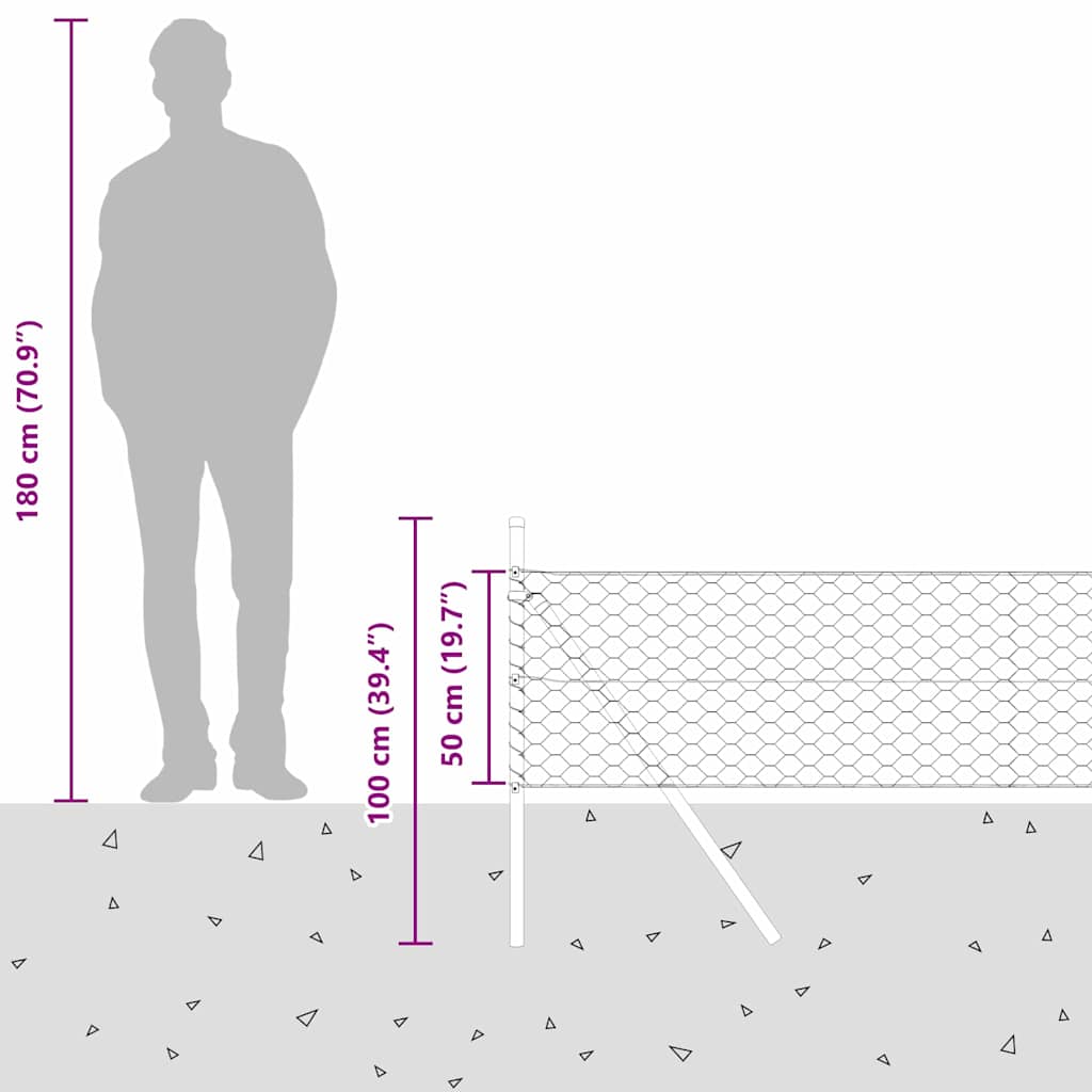 Plotový sloupek. Stříbrná 50 x 0,5 m (síť 50 mm) Ocel - obrázek 15