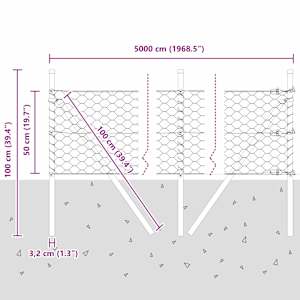 Plotový sloupek. Stříbrná 50 x 0,5 m (síť 50 mm) Ocel - obrázek 13