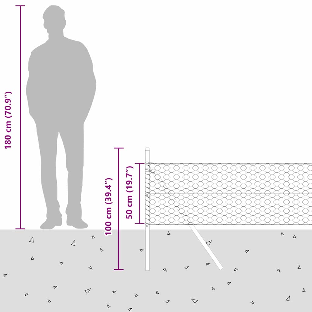 Plotový sloupek. Stříbrná 100 x 0,5 m (36 mm síť) Ocel - obrázek 15