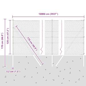 Venkovní šestiúhelníkový plot s upevněním do země 100 x 1,2 m - obrázek 13
