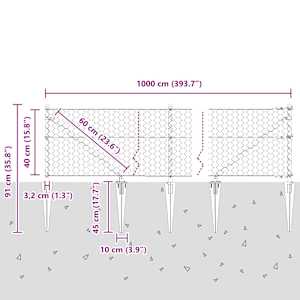Hexagonální plot s podpěrou 10 x 0,4 m Ocel potažená PVC Zelená - obrázek 14