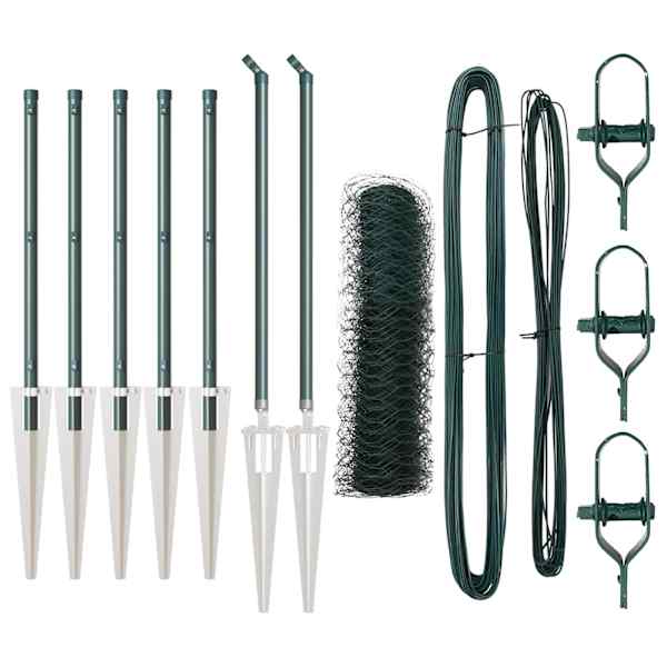 vidaXL Kuusnurkne aed koos posti 10 x 0,5 m PVC-kaetud teras Roheline