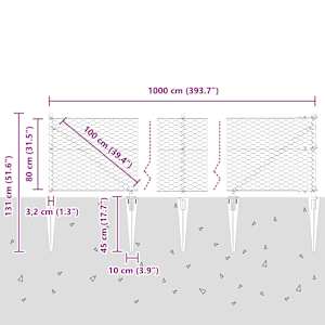 Hexagonální plot s podpěrou 10 x 0,8 m Ocel potažená PVC Zelená - obrázek 14