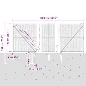 Hexagonální plot s podpěrou 10 x 1,4 m Ocel potažená PVC Zelená - obrázek 14
