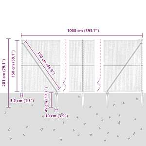 Hexagonální plot s podpěrou 10 x 1,5 m Ocel potažená PVC Zelená - obrázek 14