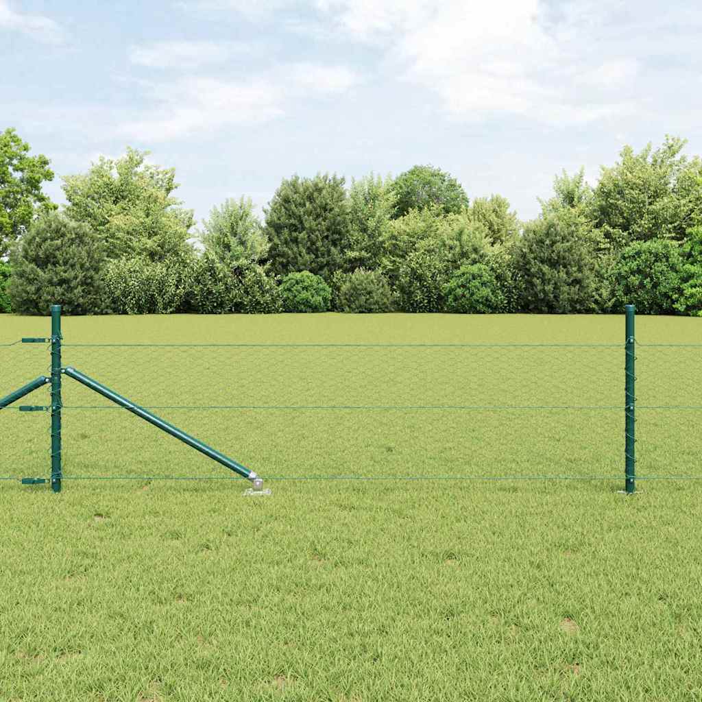 Hexagon Hej Grøn 0.4x25 m Stål, vidaXL Hejn Posts med Spike 13 stk Ø32 mm 60 cm Galvaniseret Stål