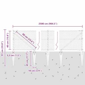 Hexagonální plot s podpěrou 25 x 0,4 m Ocel potažená PVC Zelená - obrázek 14