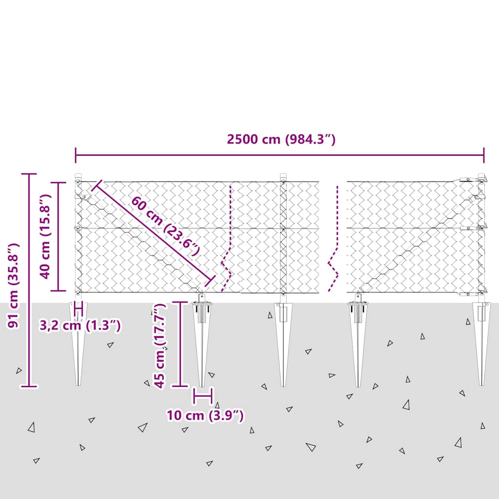 Plotový sloupek. Zelená 25 x 0,4 m (50 mm síť) Ocel a PVC - obrázek 14
