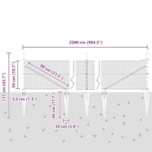 Hexagonální plot s podpěrou 25 x 0,5 m Ocel potažená PVC - obrázek 14