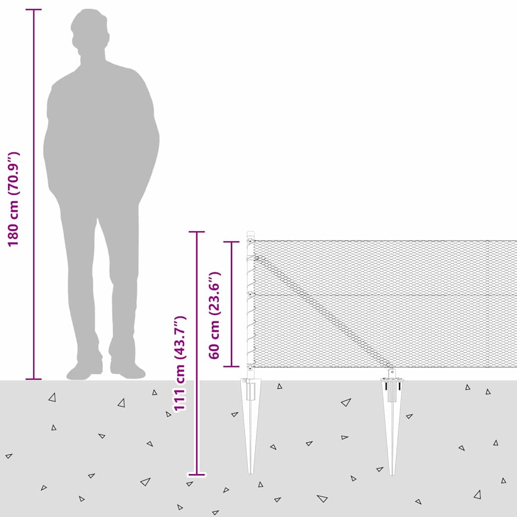 Plotový sloupek. Zelená 25 x 0,6 m (13 mm síť) Ocel a PVC - obrázek 16